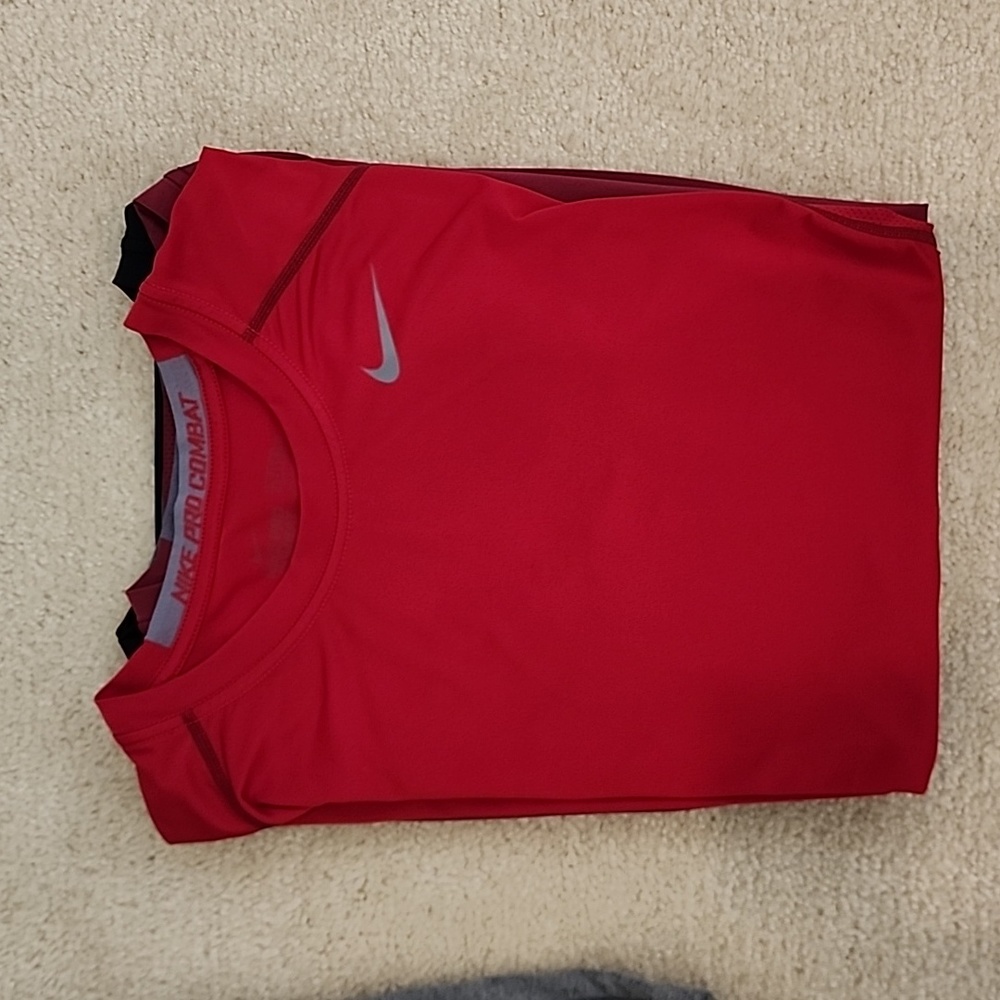 Red Nike Pro Combat Fitted Tank